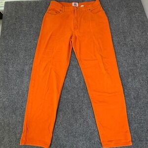 IOU Vintage‎ Mens Orange Denim Straight Leg Jeans 36x31 High Rise 90s Streetwear